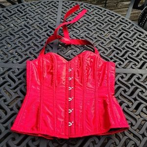 Corset Story Red Halter Corset Top